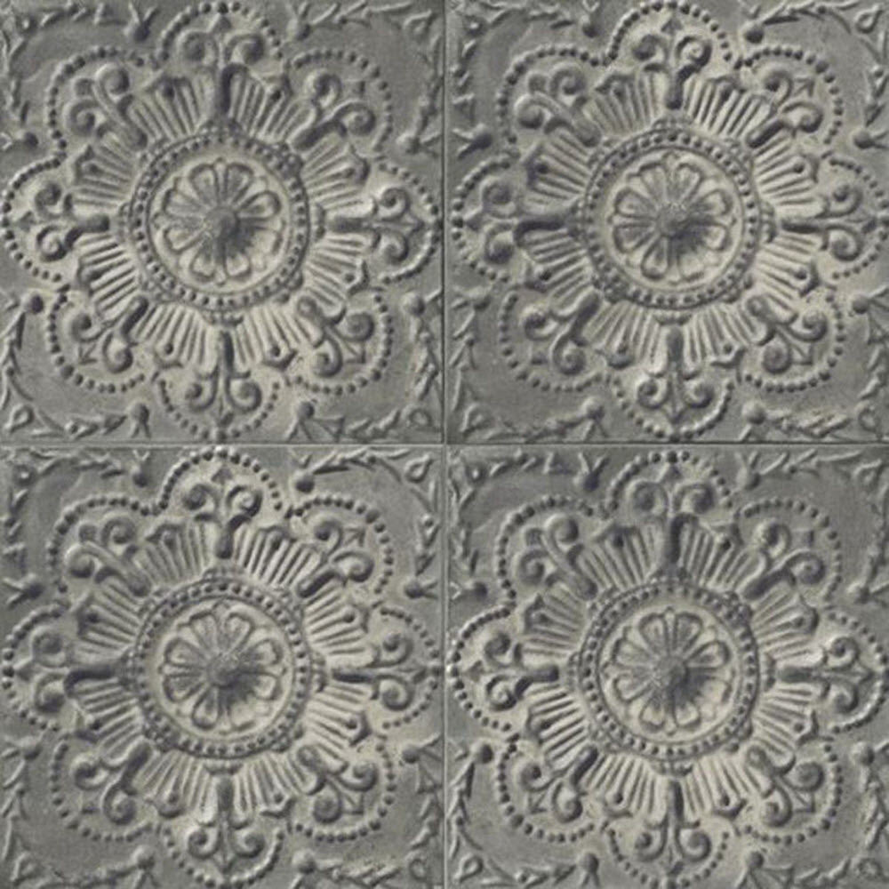 IR52008 Embossed Iron Tile Structure Wallpaper by Today Interiors