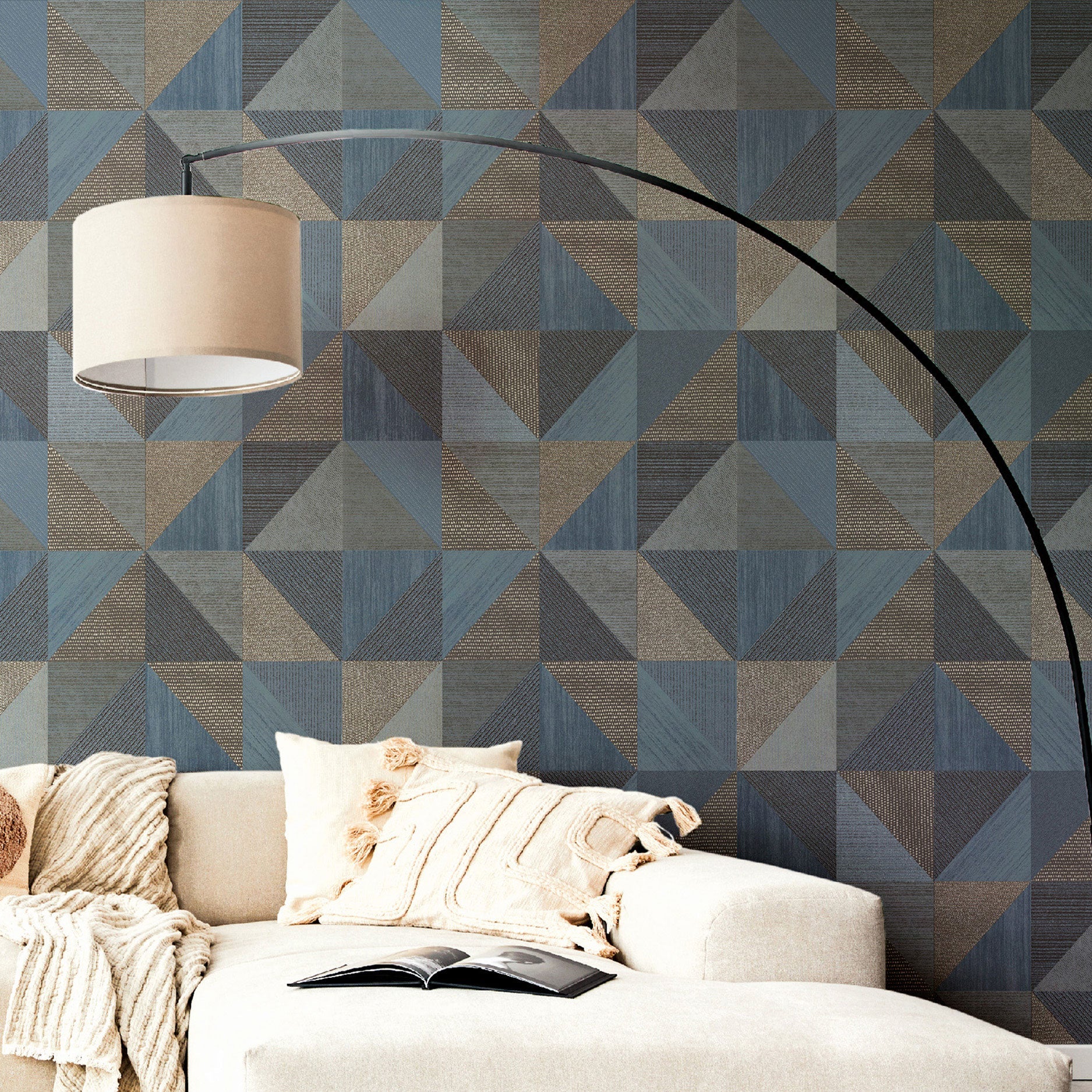 IT32417 Geometrico Congo Blue Italian Textures 4 Wallpaper by Galerie