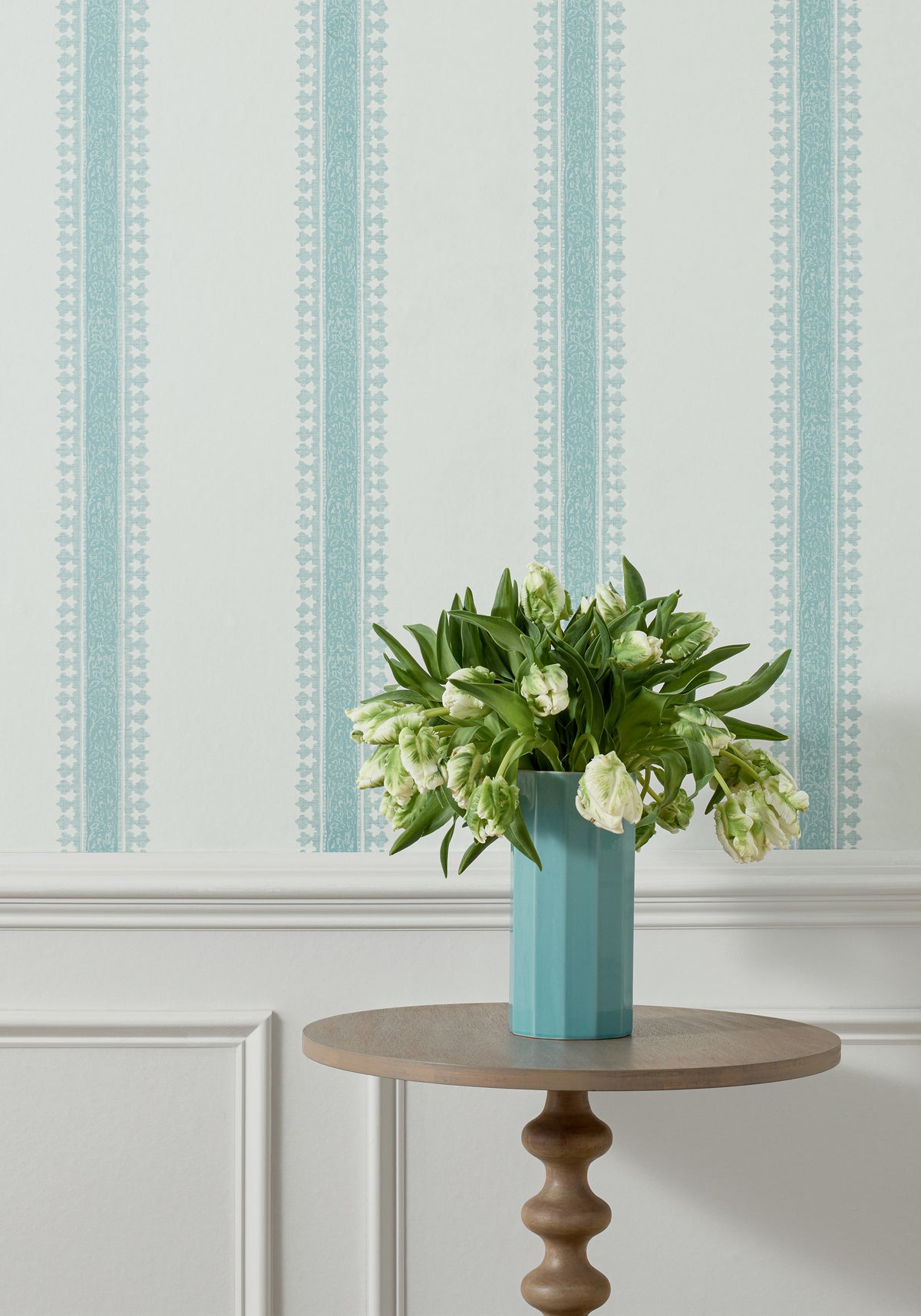 Cambridge Stripe Indienne Green Wallpaper by Thibaut | T36466