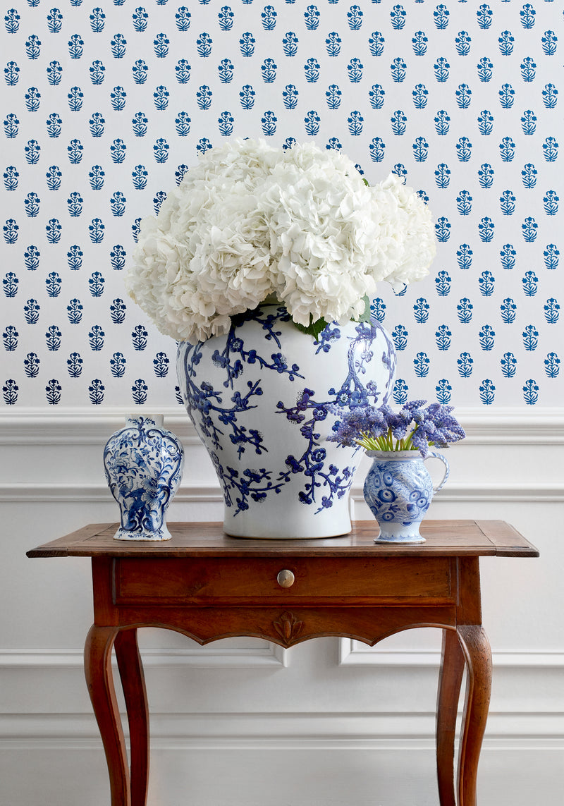 Corwin Indienne Slate on Natural Wallpaper by Thibaut | T36403