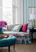 Maggie Stripe Indienne Green Wallpaper by Thibaut | T36458