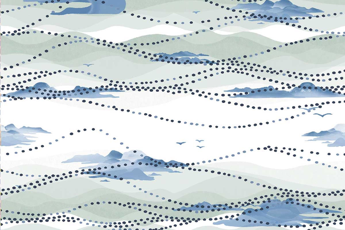 Island Atmosphere Cobalt Wallpaper by Christopher Farr Cloth