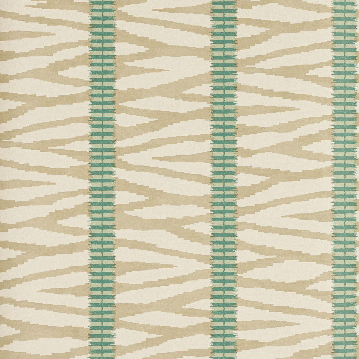 Wilder Innis Taupe and Aqua Wallpaper By Jane Churchill