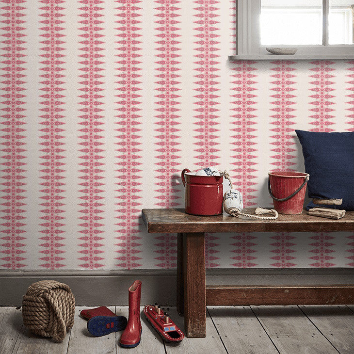 J189W-05 Priya Stripe Innis Pink Wallpaper By Jane Churchill