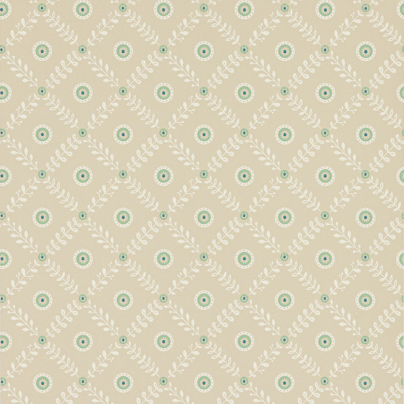 J191W-03 Payton Innis Beige and Aqua Wallpaper By Jane Churchill