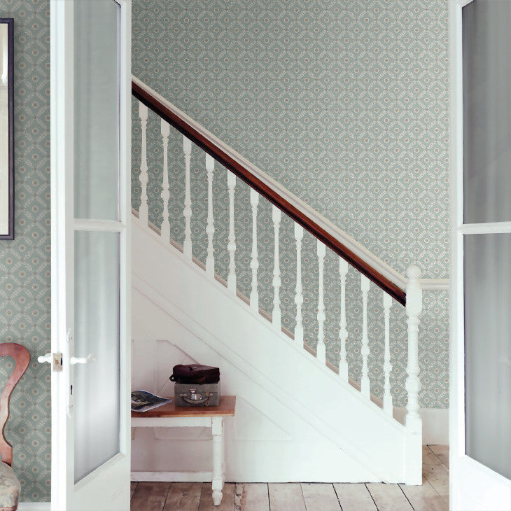 J191W-05 Payton Innis Aqua Wallpaper By Jane Churchill