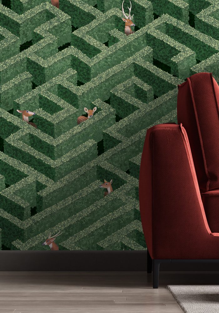 JMW-100901 Labyrinth with Deer Wallpaper by Josephine Munsey
