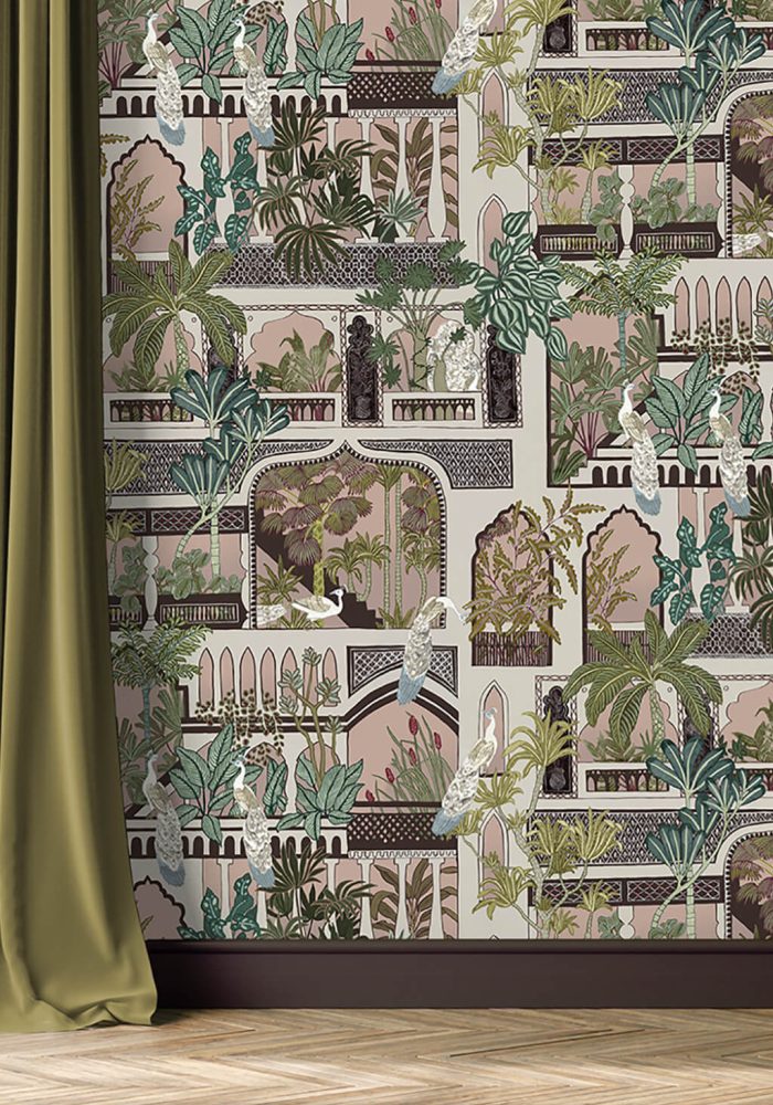 JMW-101101 Peacock Arches Wallpaper by Josephine Munsey