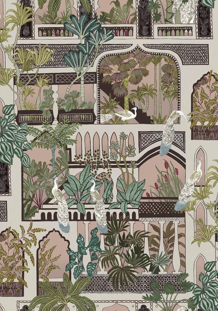 JMW-101101 Peacock Arches Wallpaper by Josephine Munsey