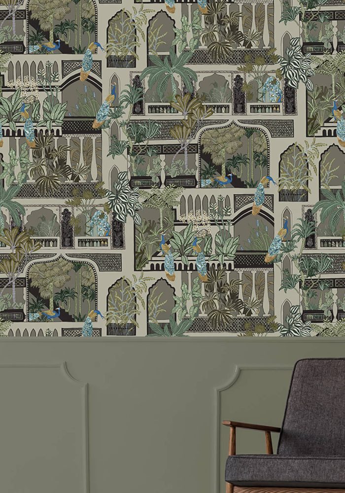 JMW-101111 Peacock Arches Wallpaper by Josephine Munsey