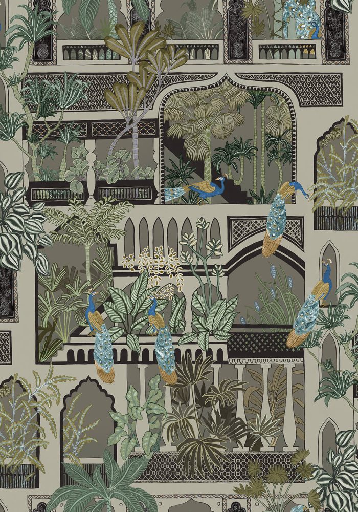 JMW-101111 Peacock Arches Wallpaper by Josephine Munsey