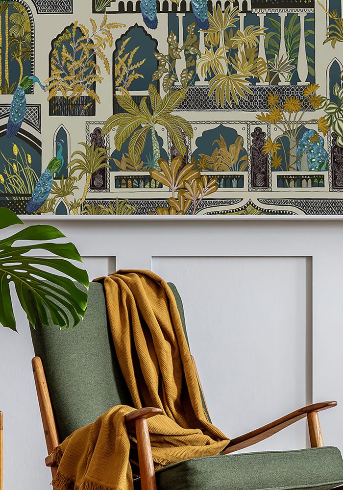 JMW-101121 Peacock Arches Wallpaper by Josephine Munsey