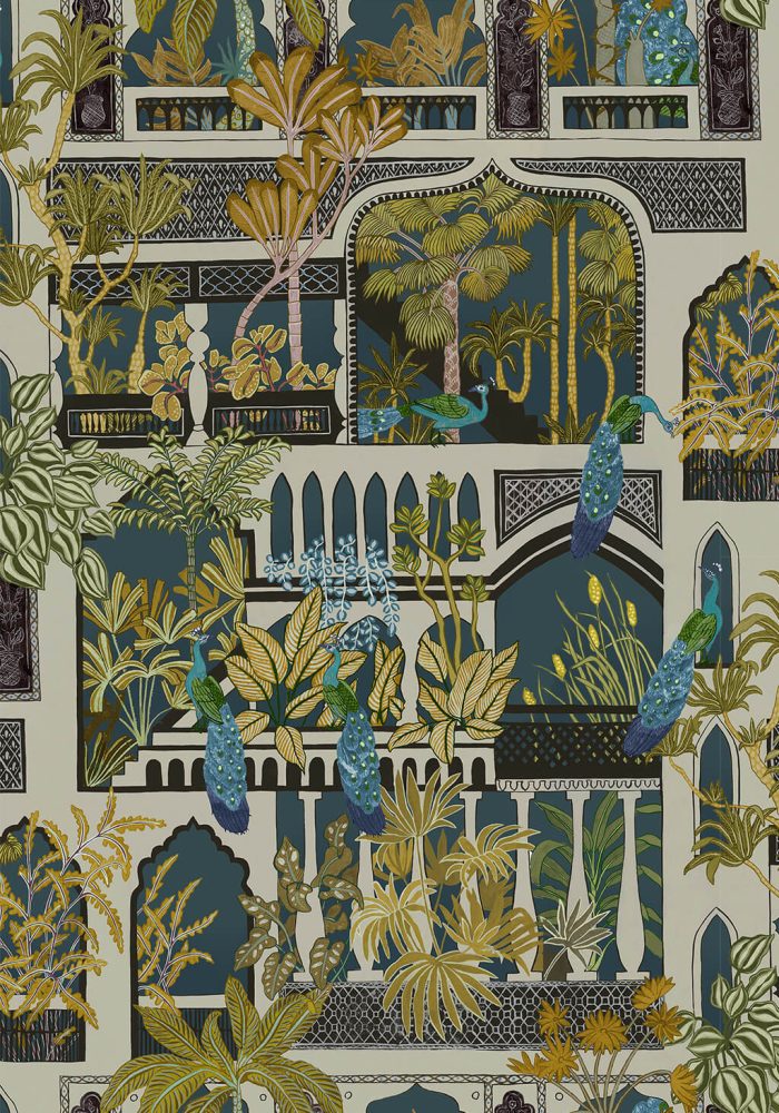 JMW-101121 Peacock Arches Wallpaper by Josephine Munsey