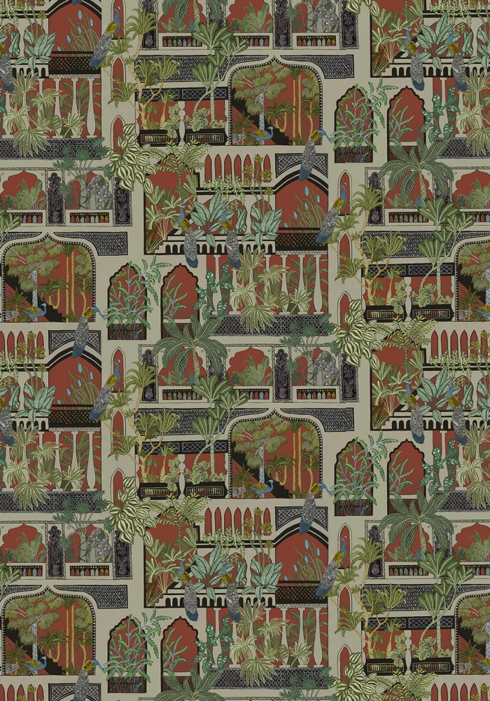 JMW-101141 Peacock Arches Wallpaper by Josephine Munsey