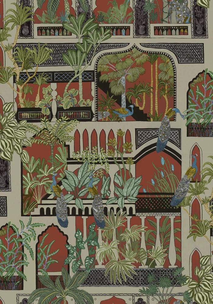 JMW-101141 Peacock Arches Wallpaper by Josephine Munsey