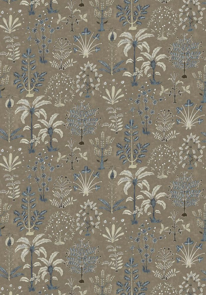 JMW-102311 Cynthia Mushroom and Blue Wallpaper by Josephine Munsey