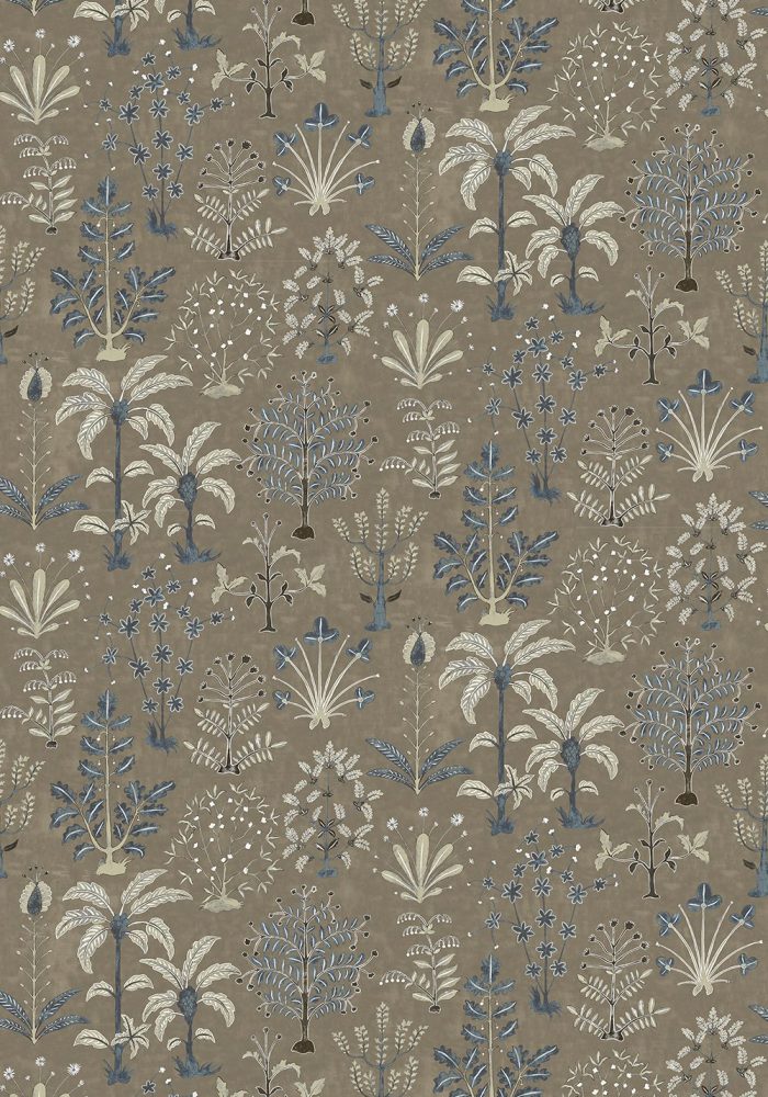 JMW-102311 Cynthia Mushroom and Blue Wallpaper by Josephine Munsey