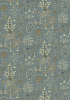 JMW-102321 Cynthia Mid Blue / Olive Wallpaper by Josephine Munsey