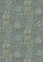 JMW-102321 Cynthia Mid Blue / Olive Wallpaper by Josephine Munsey