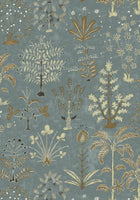 JMW-102321 Cynthia Mid Blue / Olive Wallpaper by Josephine Munsey
