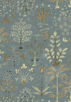 JMW-102321 Cynthia Mid Blue / Olive Wallpaper by Josephine Munsey