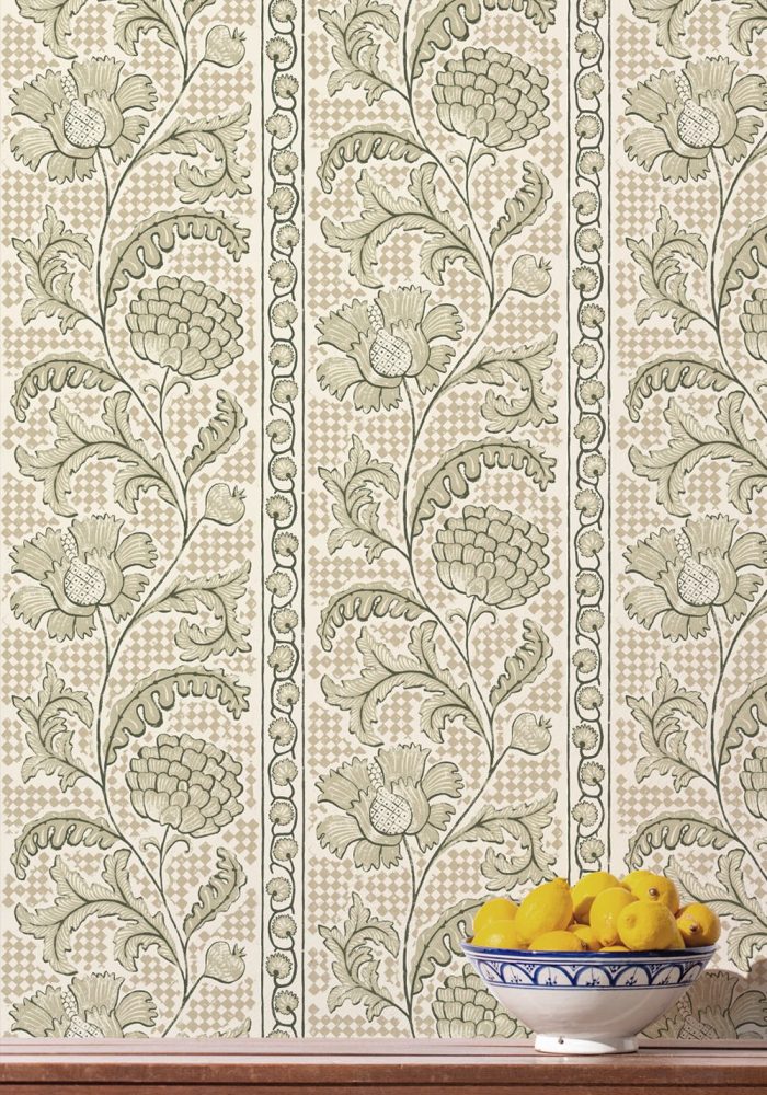 JMW-102811 Floral Check Wallpaper by Josephine Munsey