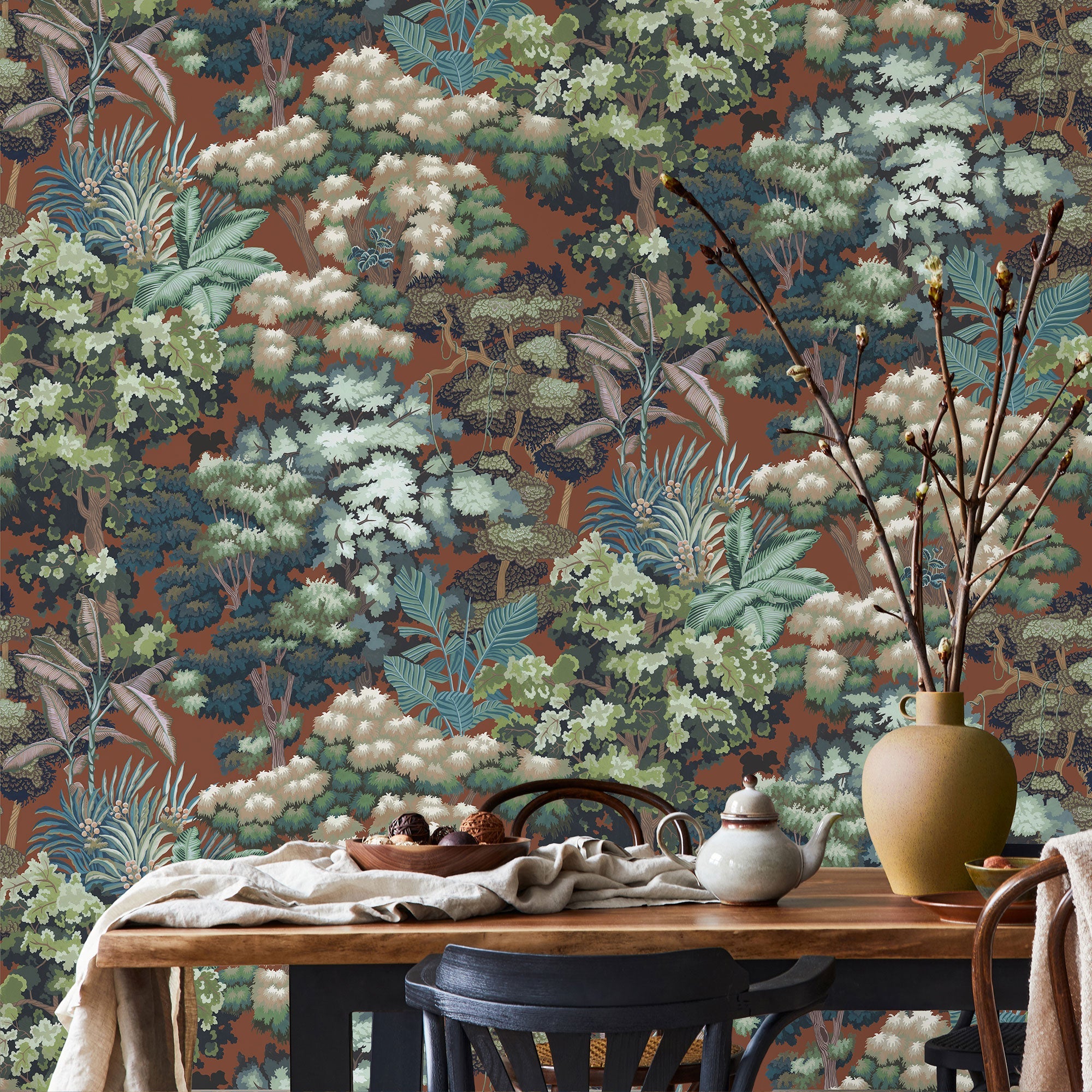 JMW-105621 Canopia Red And Green Wallpaper by Josephine Munsey