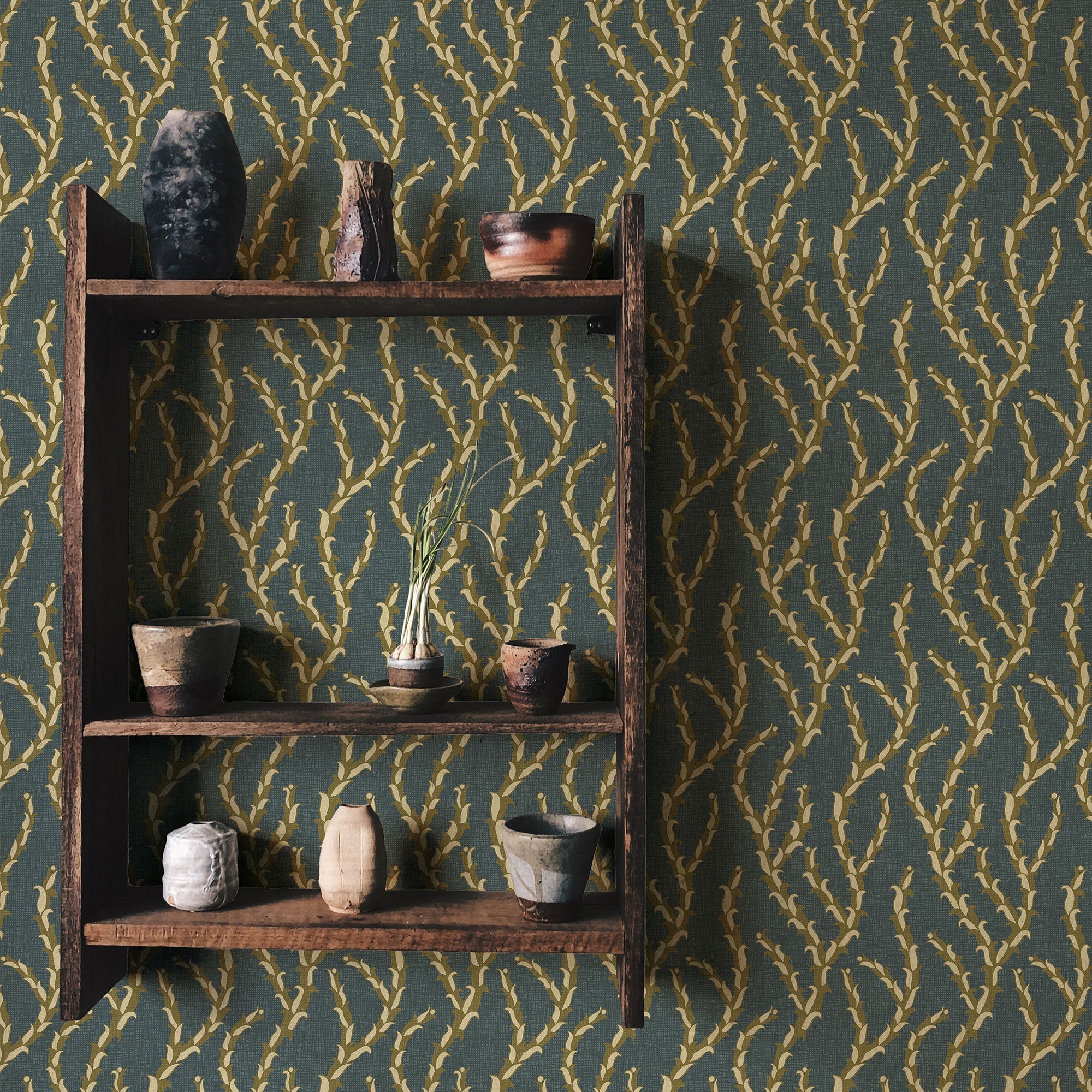 JMW-105701 Tiddle Petrol And Olive Wallpaper by Josephine Munsey