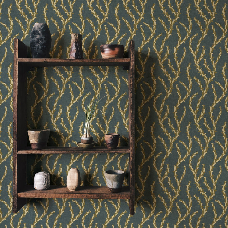 JMW-105701 Tiddle Petrol And Olive Wallpaper by Josephine Munsey