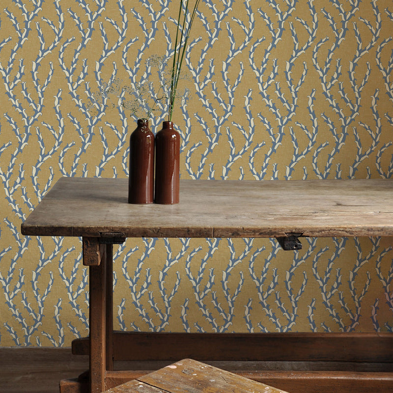 JMW-105721 Tiddle Brown And Blue Wallpaper by Josephine Munsey