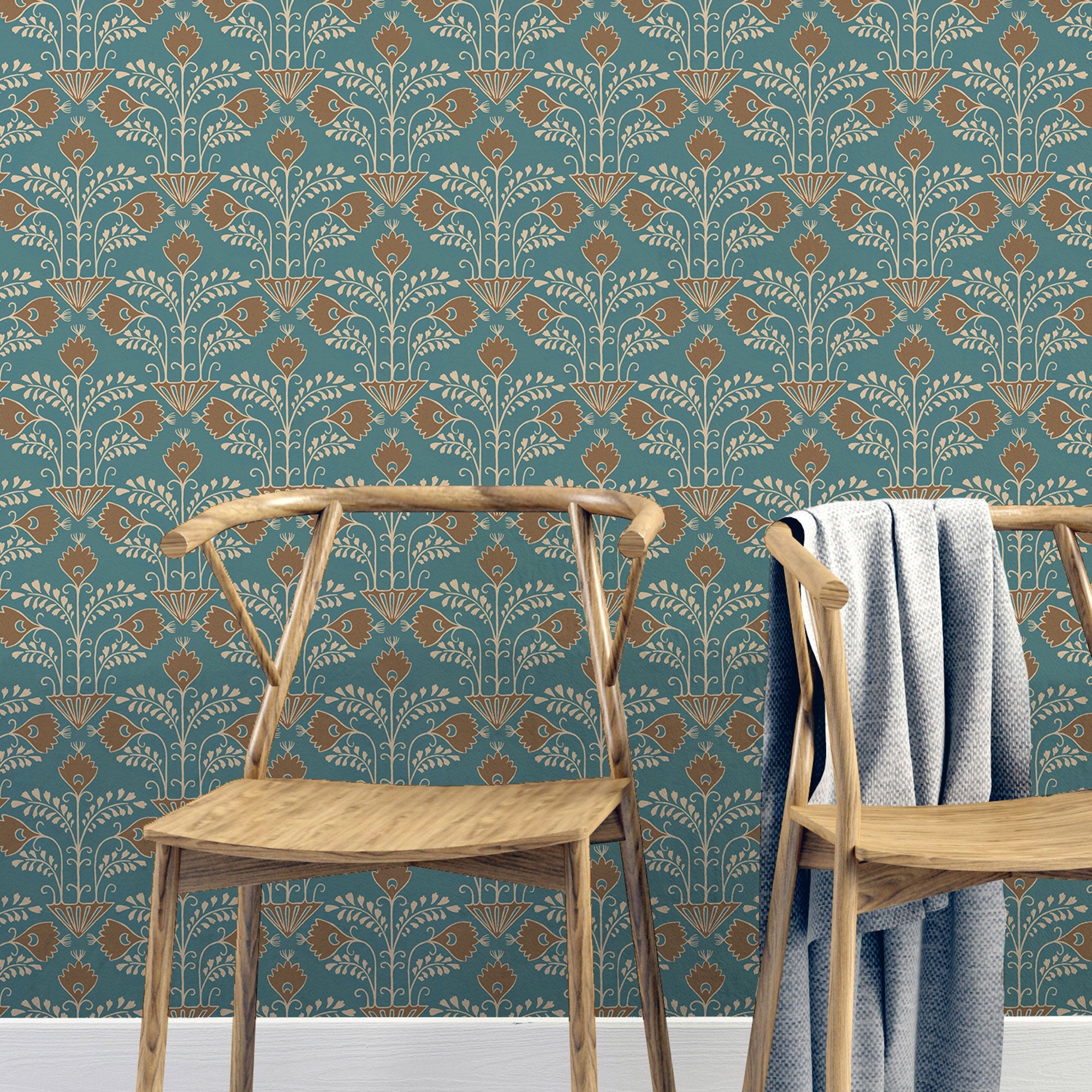 JMW-105801 Brimble Teal And Orange Wallpaper by Josephine Munsey