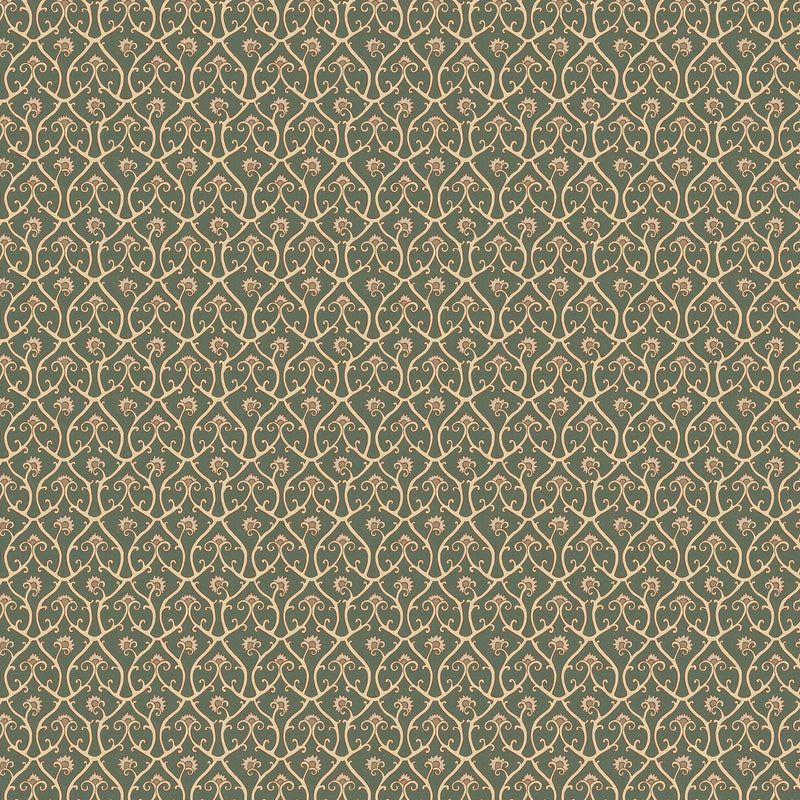JMW-105901 Mallow Trellis Dark Green Wallpaper by Josephine Munsey