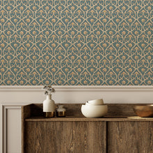 JMW-105921 Mallow Trellis Petrol Wallpaper by Josephine Munsey