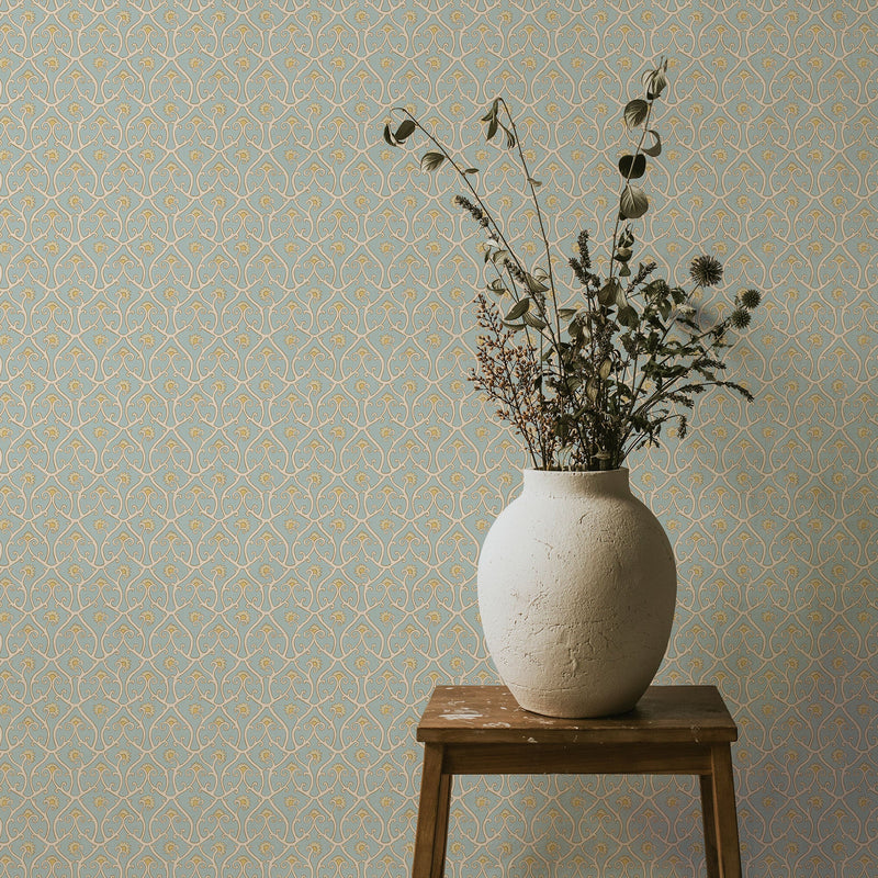 JMW-105941 Mallow Trellis Light Blue Wallpaper by Josephine Munsey
