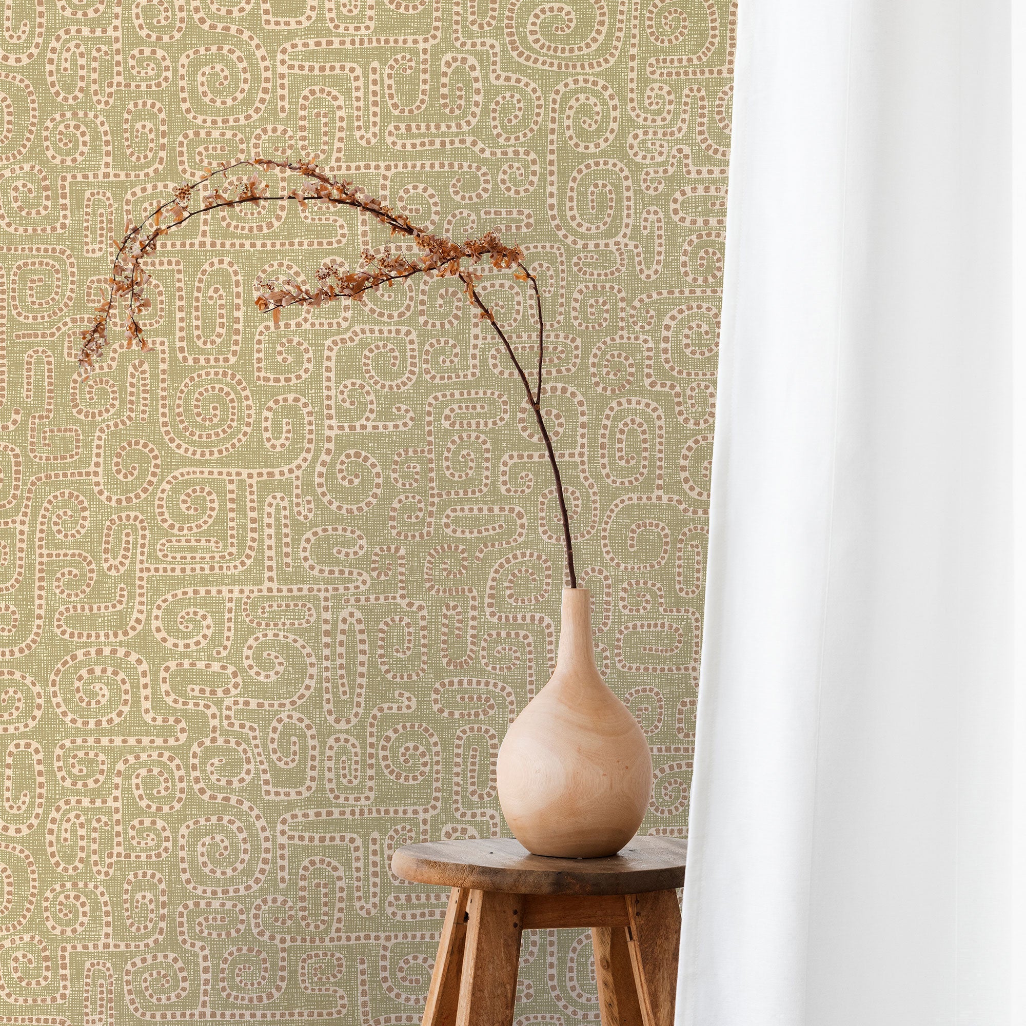 JMW-106021 Wiggleton Sage And Blush Wallpaper by Josephine Munsey