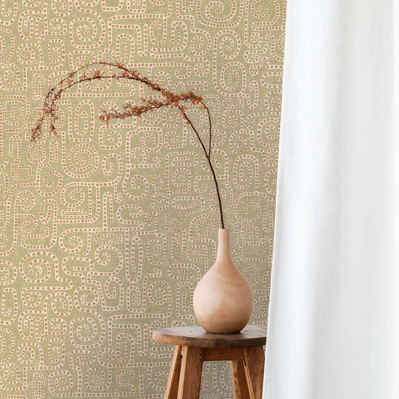 JMW-106021 Wiggleton Sage And Blush Wallpaper by Josephine Munsey
