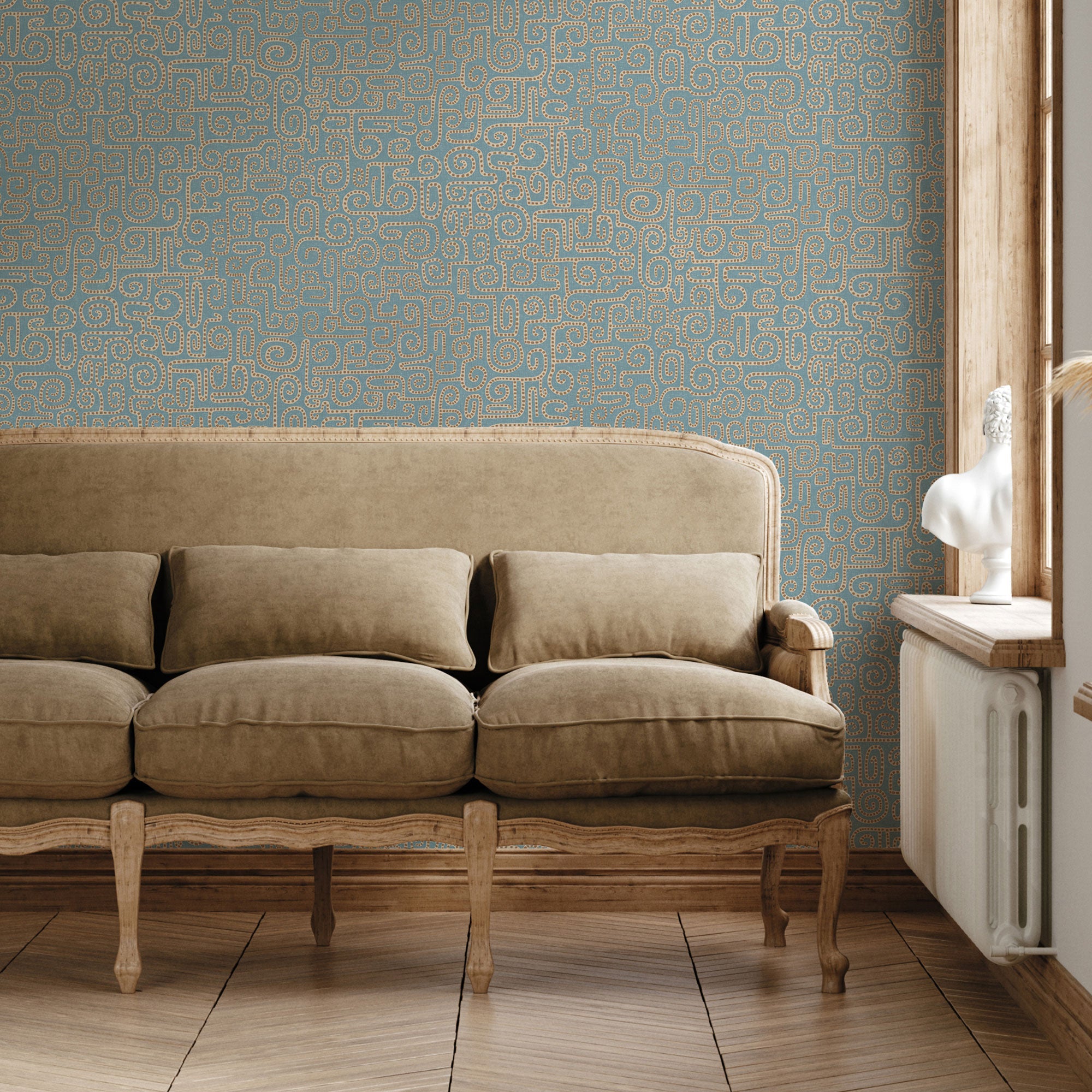 JMW-106051 Wiggleton Blue And Orange Wallpaper by Josephine Munsey