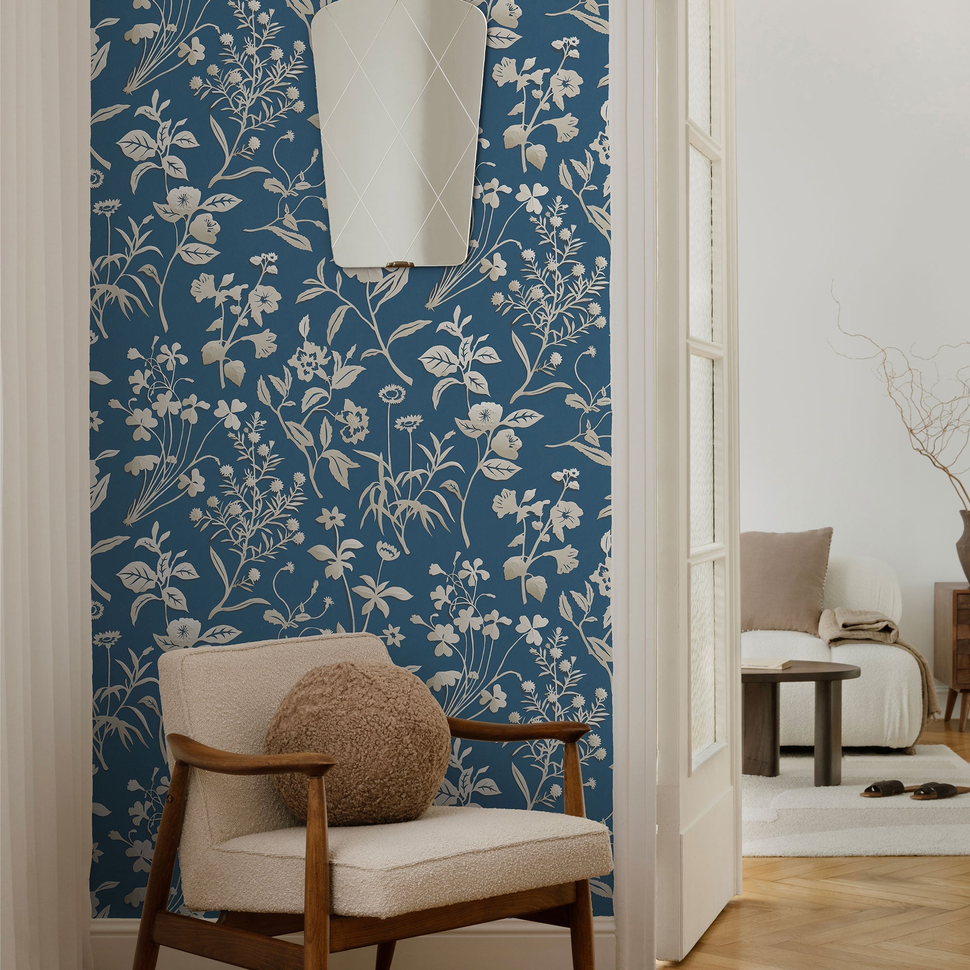 JMW-106301 Paper Flora Blue Wallpaper by Josephine Munsey