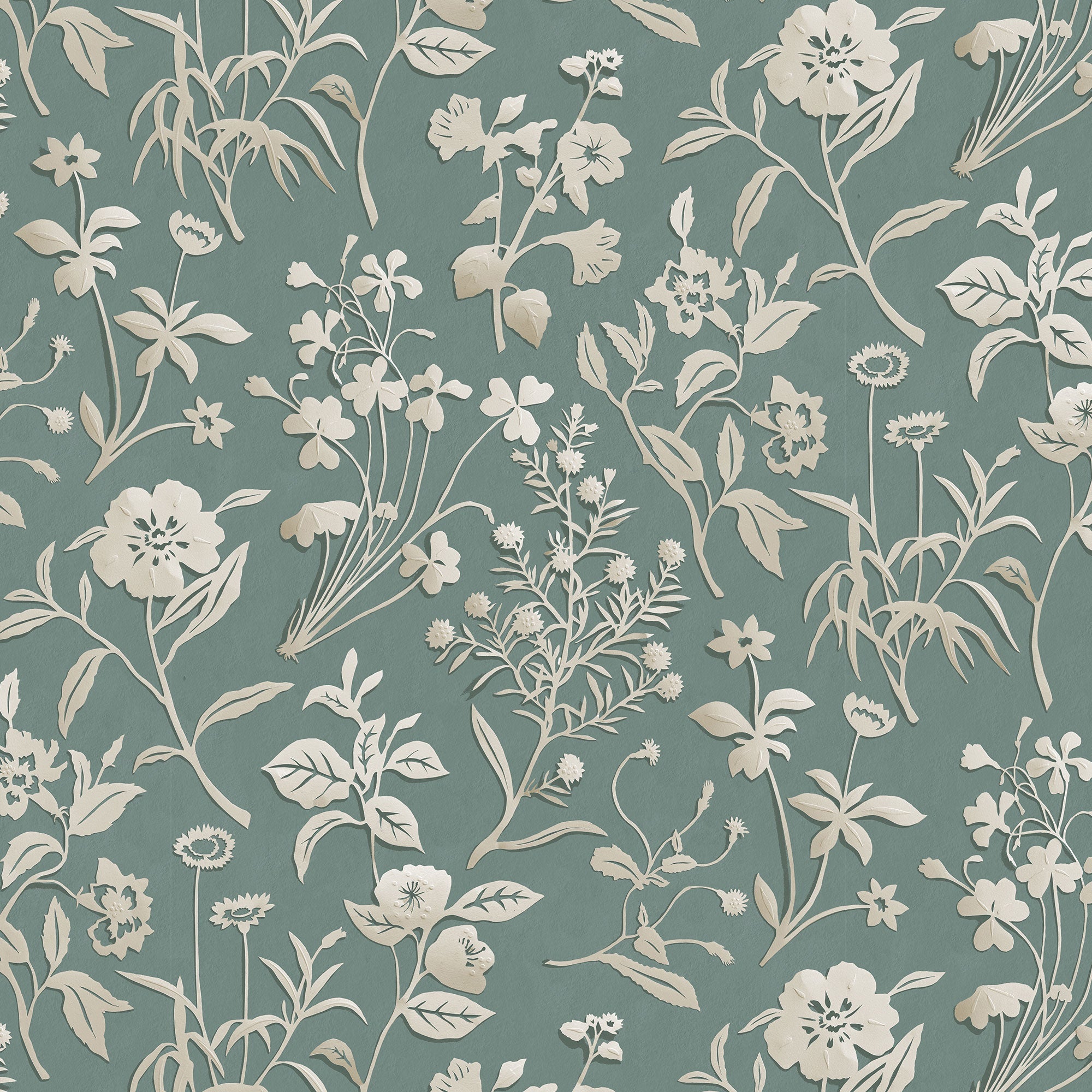 JMW-106321 Paper Flora Aqua Wallpaper by Josephine Munsey