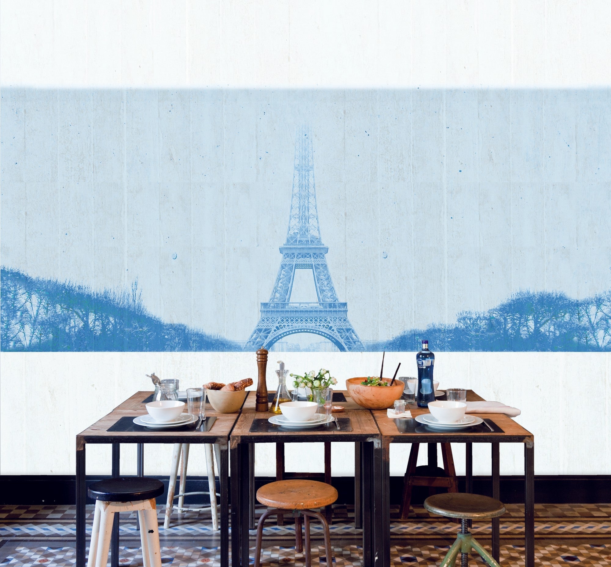 JO1001-2 Paris Azul Journeys I Mural by Tres Tintas