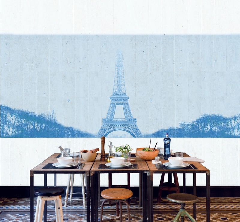JO1001-2 Paris Azul Journeys I Mural by Tres Tintas