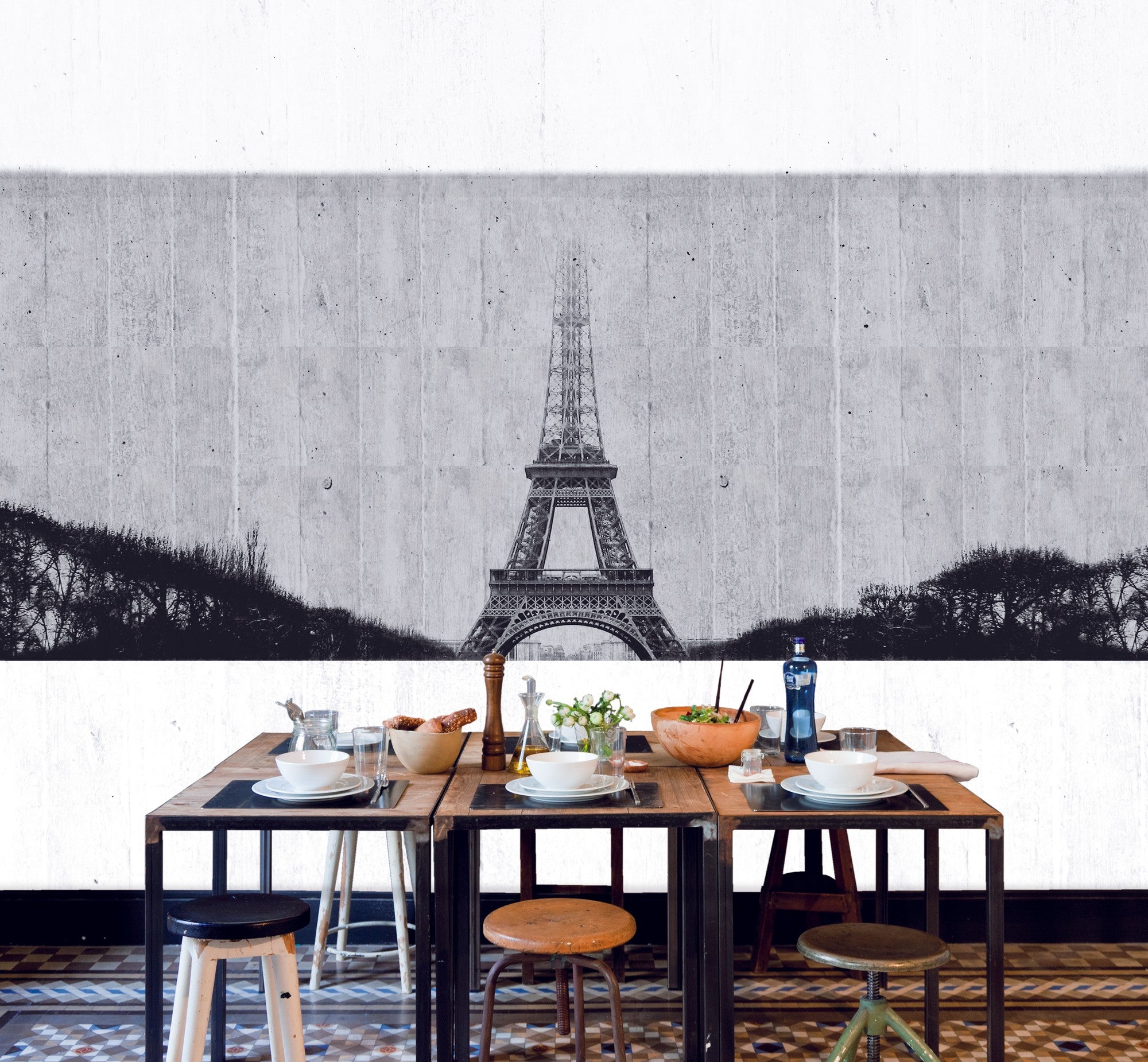 JO1001-3 Paris Negro Journeys I Mural by Tres Tintas