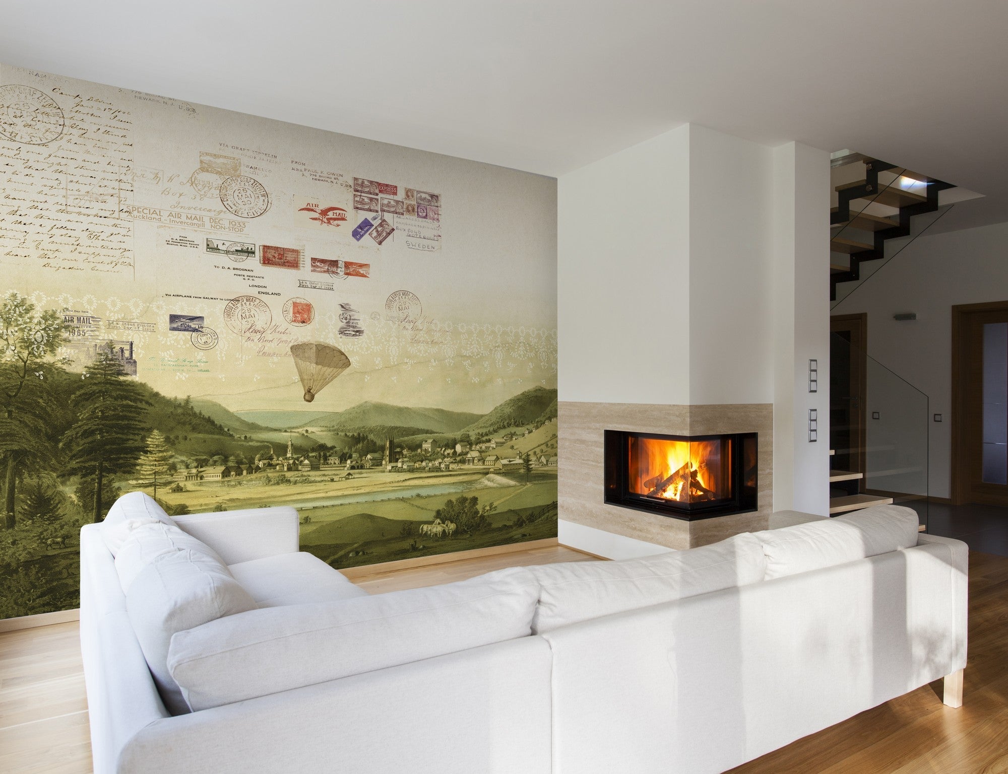 JO1002-1 Stamps Verd Journeys I Mural by Tres Tintas