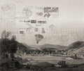 Stamps B&w Journeys I Mural by Tres Tintas