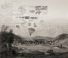 JO1002-3 Stamps B&w Journeys I Mural by Tres Tintas