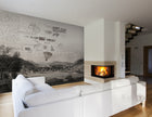 JO1002-3 Stamps B&w Journeys I Mural by Tres Tintas