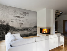 JO1002-3 Stamps B&w Journeys I Mural by Tres Tintas