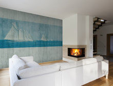 JO1003-1 Sailboat Turquesa Journeys I Mural by Tres Tintas