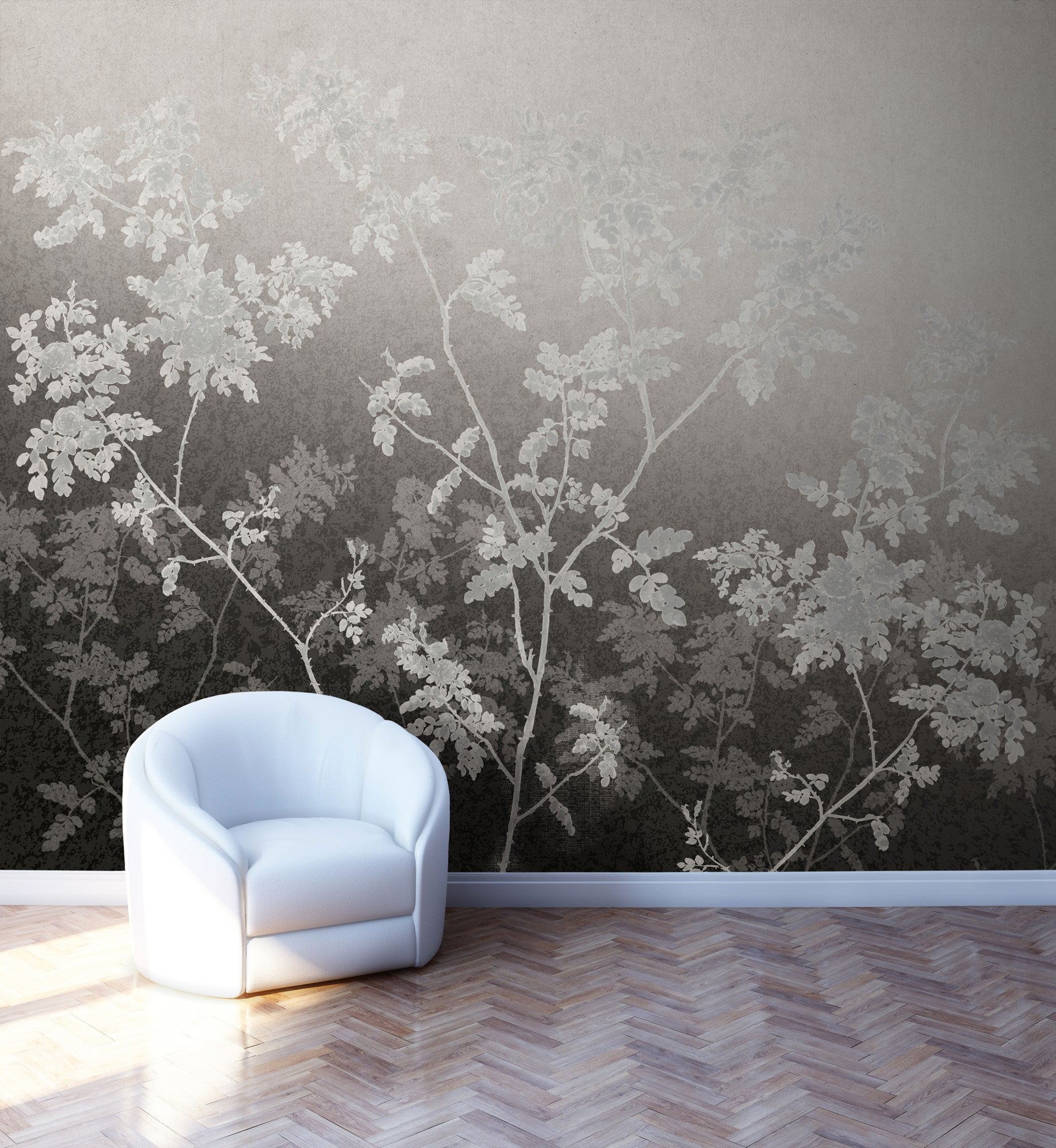 JO1006-3 English Garden Gris Journeys I Mural by Tres Tintas