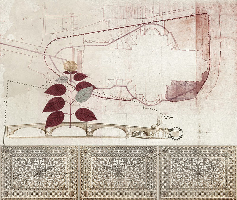 JO1008-2 Bridge Rojo Journeys I Mural by Tres Tintas